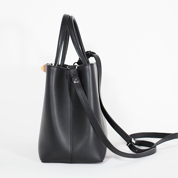 Fendi Petite 2Jours Black Leather Tote with Multicolor Dolce Studs - Picture 3 of 15